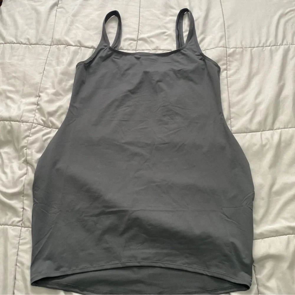 - SKIMS (B13) Signature Swim Tank Dress Gunmetal M NWT